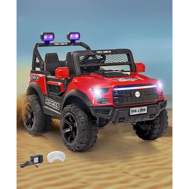 ROCXY 4×4 Battery Operated Ride On Jeep with Music & LED Lights – Red