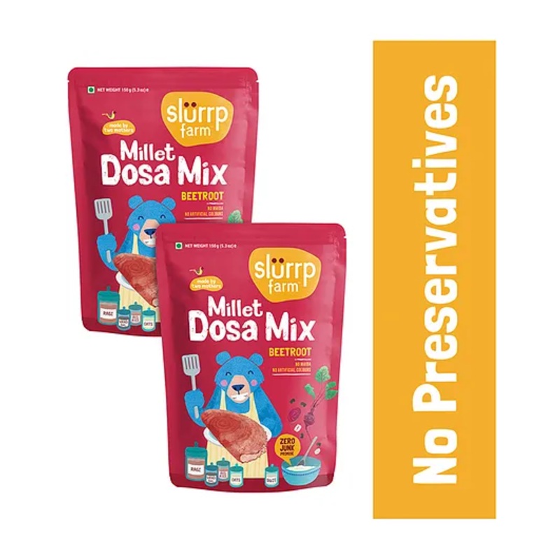 Slurrp Farm Instant Beetroot Dosa Mix No Maida No Preservatives Healthy Breakfast Pack of 2 – 150 gm each