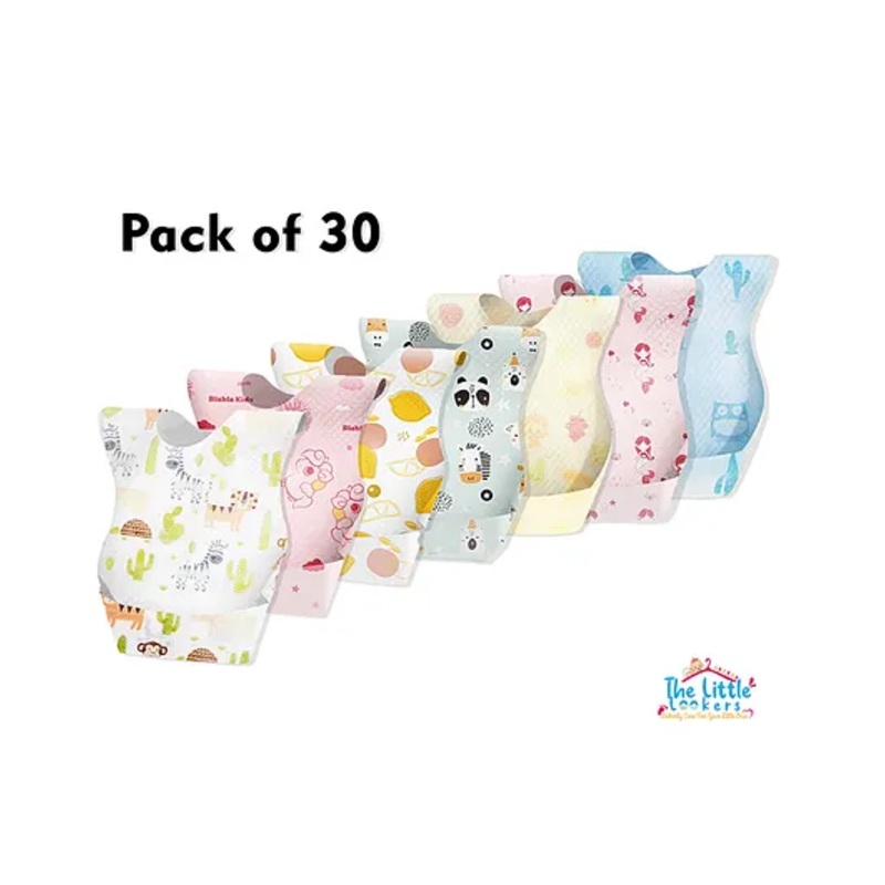 The Little Lookers Disposable Bibs Animals Print Pack of 30 – Pink