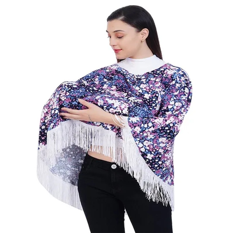 AGUILA Poncho Style Breast Feeding Nursing Cover All Over Print- Violet