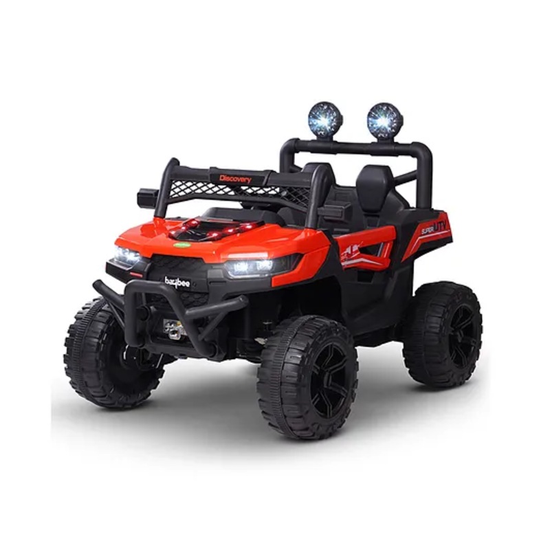 Baybee Discovery Electric Rechargeable Battery Operated Jeep Car for Kids with LED Light Remote Control & Music – Red