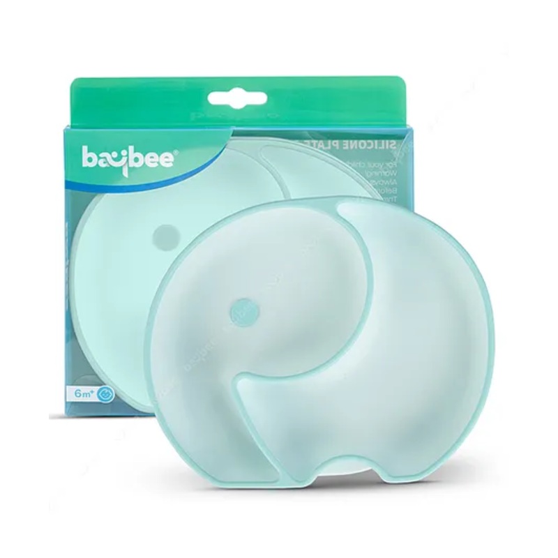 Baybee Elephant Silicone Suction Plate for Kids – Green