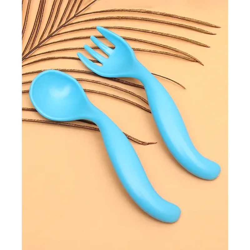 Curved Spoon And Fork – Blue