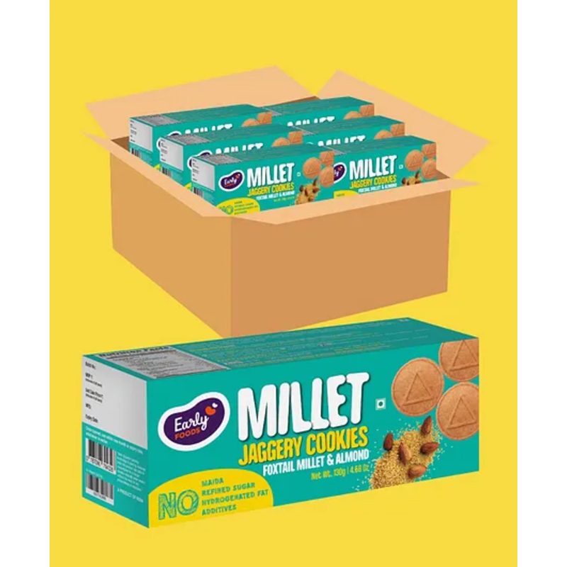 Early Foods Foxtail Millet & Almond Jaggery Cookies Pack of 6 – 150 gm Each