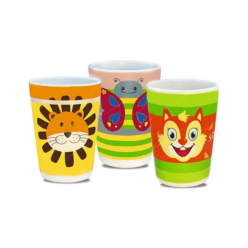 FunBlast Bamboo Fiber Glasses Pack of 3  380 ML Each (Color & Design May Vary)