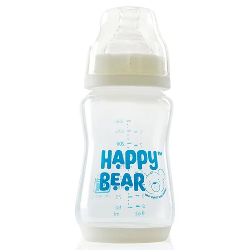 HAPPY BEAR Happy Bear Baby Feeding Bottle| Slim Regular Neck Essential BPA-Free Baby Bottle | PP New Born Baby Bottle Milk or Water Feeding Bottle | Odour Free | Weighted Cap – White