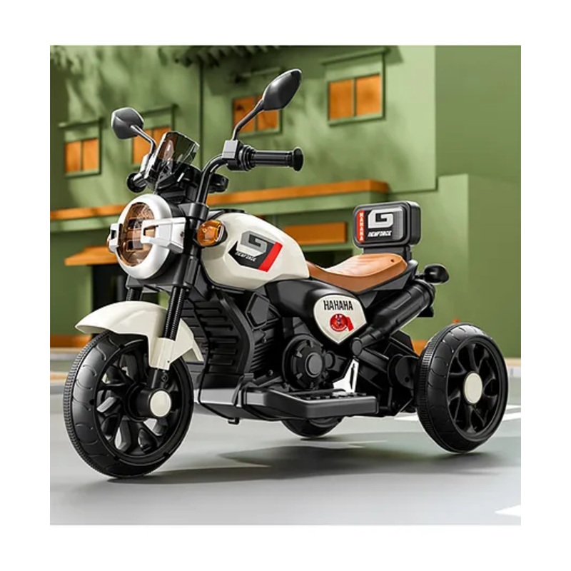JN Creations 6V Battery Operated Ride On Yamaha RX-100 Bike for Kids with Foot Accelerator & Brake (WHITE)