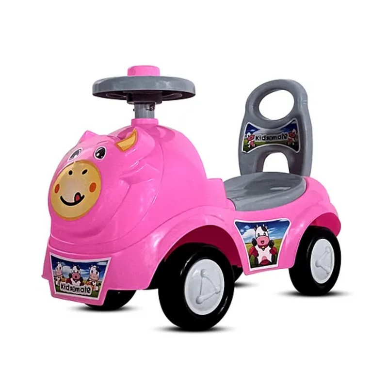 Kidsmate Bunny Ride On Car with Music & Horn – Safe and Fun Push Car for Babies, Backrest, Storage, and Big Wheels , Perfect Toddler Ride-On Toy (Pink)