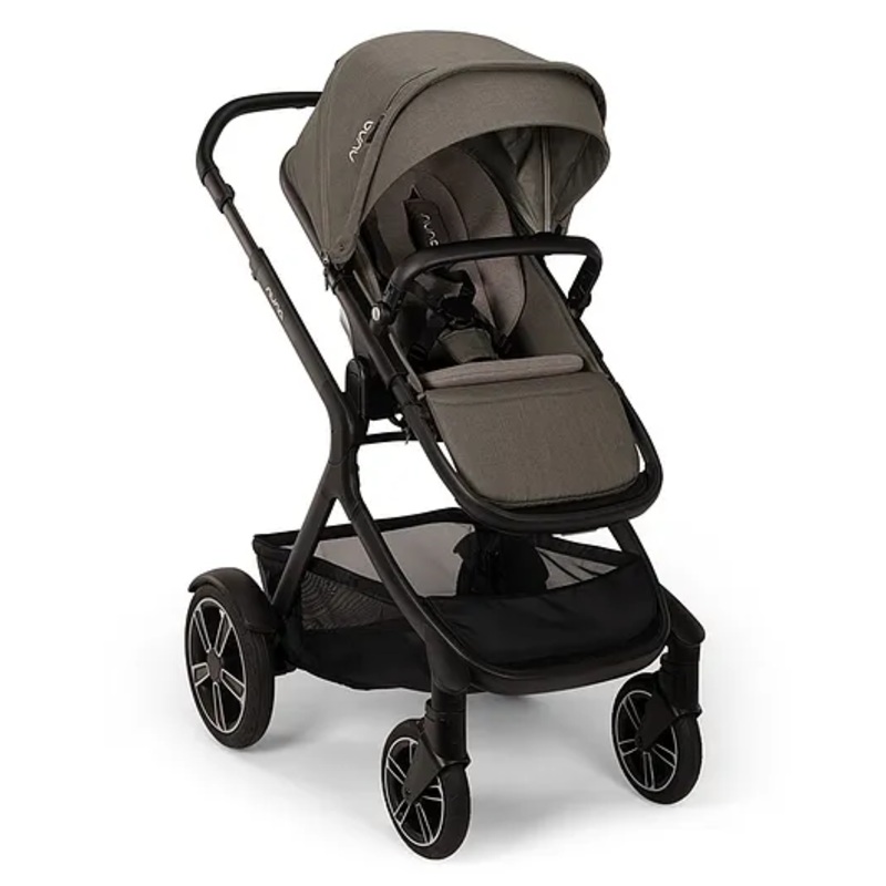 Nuna Demi Next Baby Stroller-Height Adjustable Parent Handle Bar-With Cup Holder-Wide Front Wheels-Grey