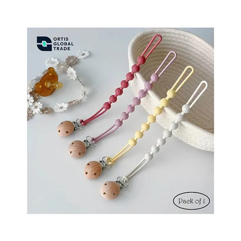 Ortis Silicone Pacifier Clip Pack of 1 (Color & Design May Vary)