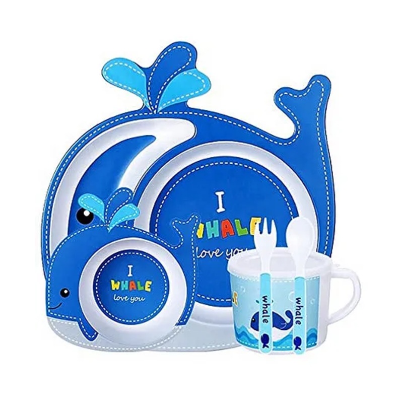 Sanishth Bamboo Whale Shaped Mealtime Dinnerware – Multicolour