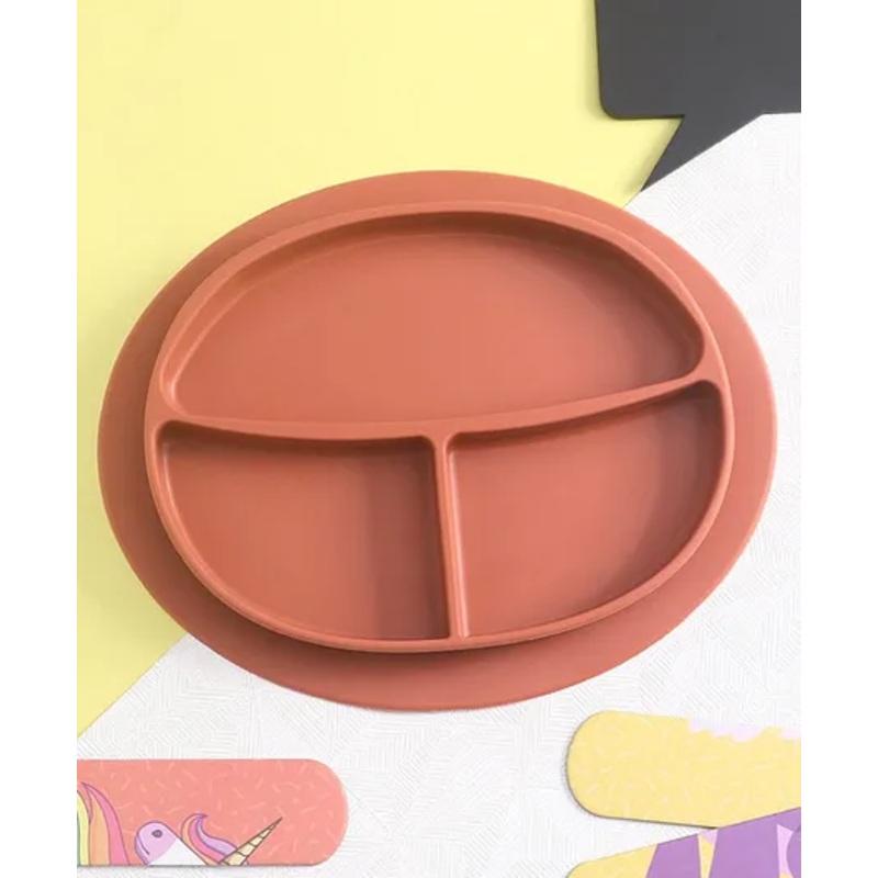Three Compartment Silicone Plate  – Brown