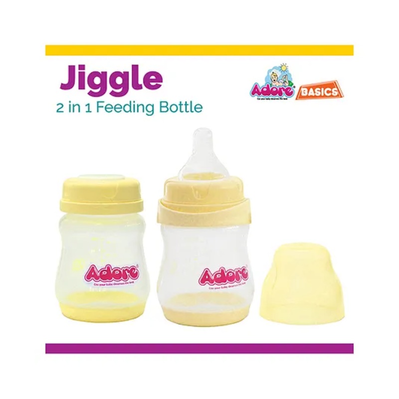 Adore Basics Jiggle 2 in 1 Feeding Bottle Yellow Pack of 2 – 150 ml Each