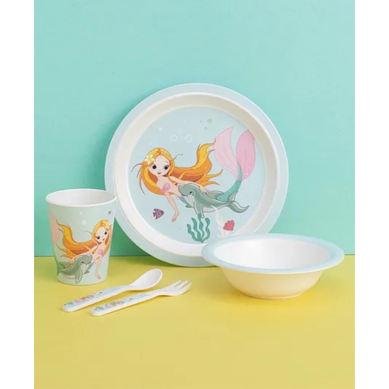 Baby Dinner Set with Animal Print Aqua Tales (Colour & Print May Vary)