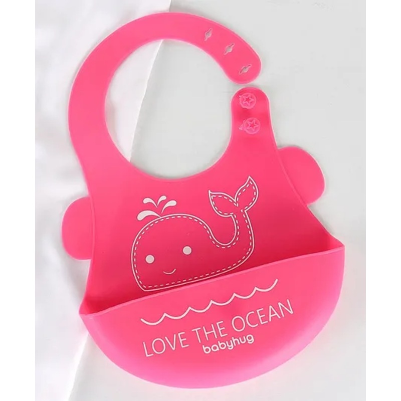 Babyhug Silicone Bib With Crumb Catcher Fish Print – Pink