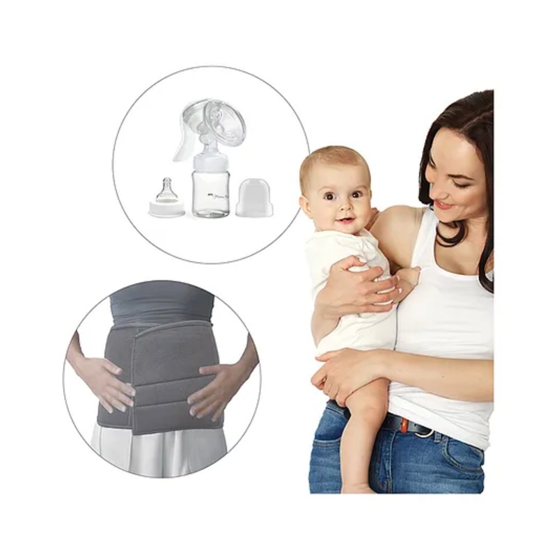 BPL Medical Technologies Post-Pregnancy Combo – MamaBee BPA free Breast Pump 150ml + Abdominal Support with Elastic – XL