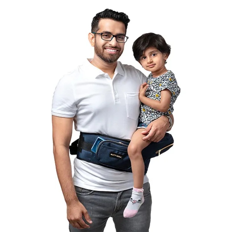 Butt Baby Navy Baby Carrier with Hip Seat & In-built Mini Diaper Bag – Navy