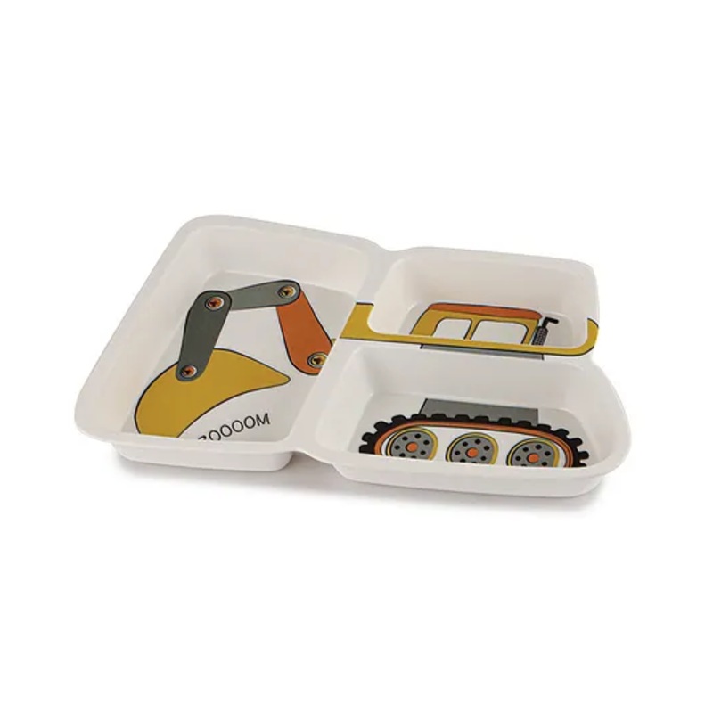 Cello Melmo Builder Digger Printed Melamine Plate – White & Yellow