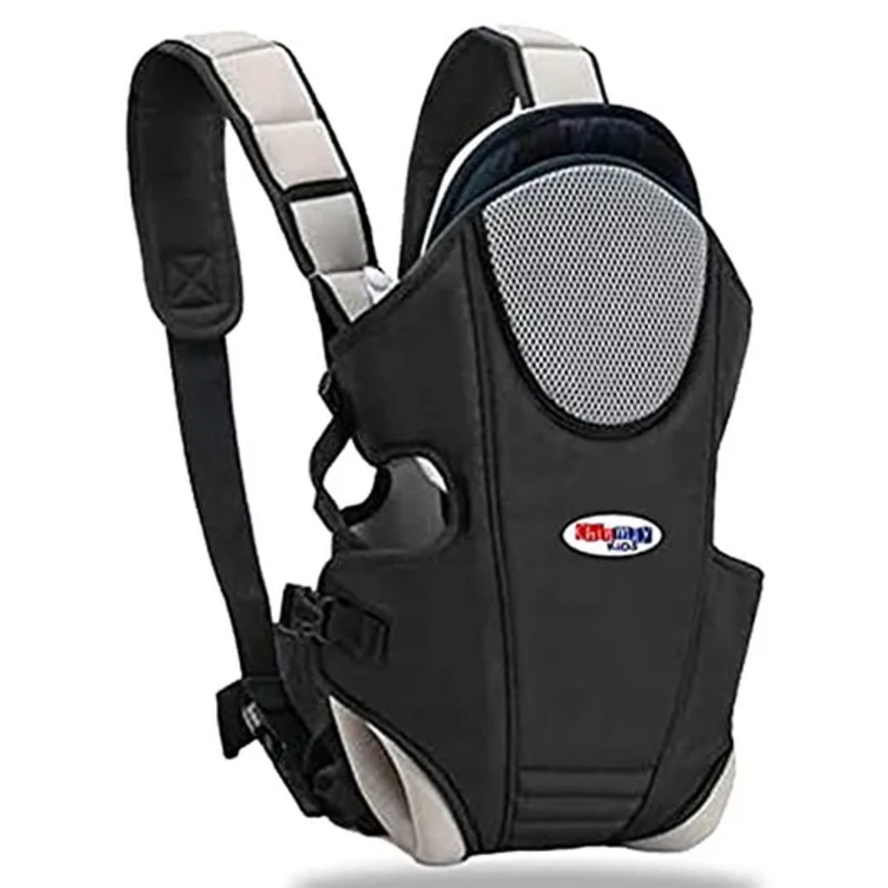 Chinmay Kids 3 in 1 Premium Baby Carrier Bag With Adjustable Strap & Head Support – Black Grey