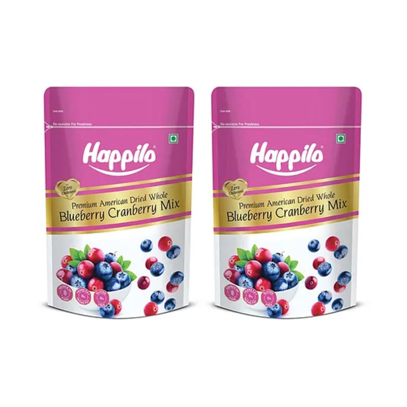 Happilo Premium Dried Blueberry Cranberry Duet – 200 g (Pack of 2)