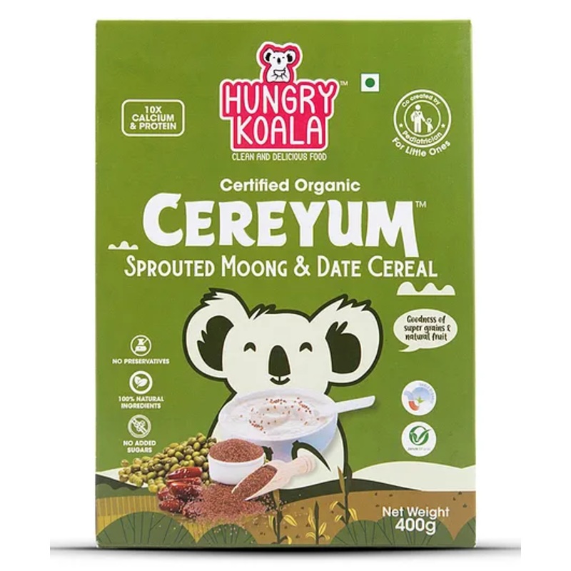 Hungry Koala Sprouted Moong & Dates Cereal Made for Kids to Grow Healthy Made with Natural Ingredients No Preservative or Additives or Maida 400 g Pack
