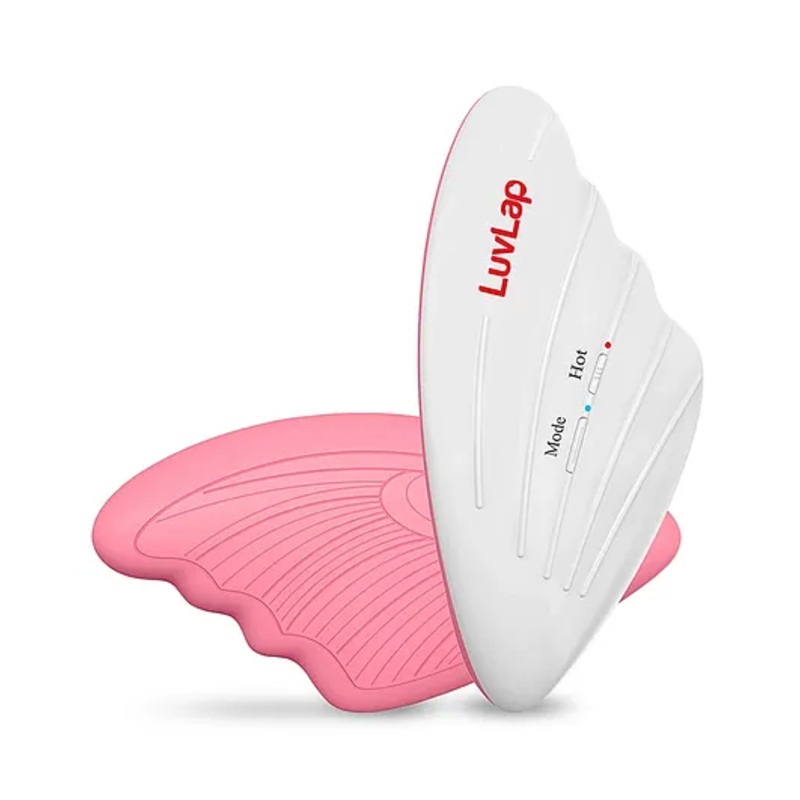 LuvLap 2-in-1 Warming Lactation Breast Massager, 3-Level Heat & 6-Level Vibration for Pain Relief, Breastfeeding & Pumping, Waterproof, White & Pink