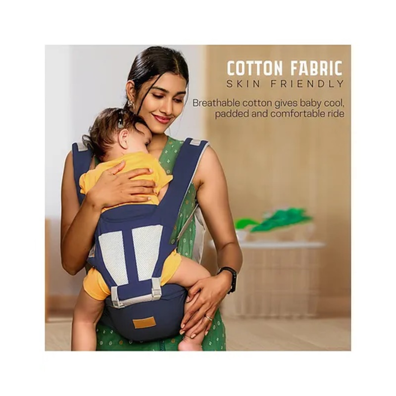 MOMISY Baby Carrier with Hip Seat  6 Carrying Styles, Cushioned Support & Adjustable Straps (Blue)