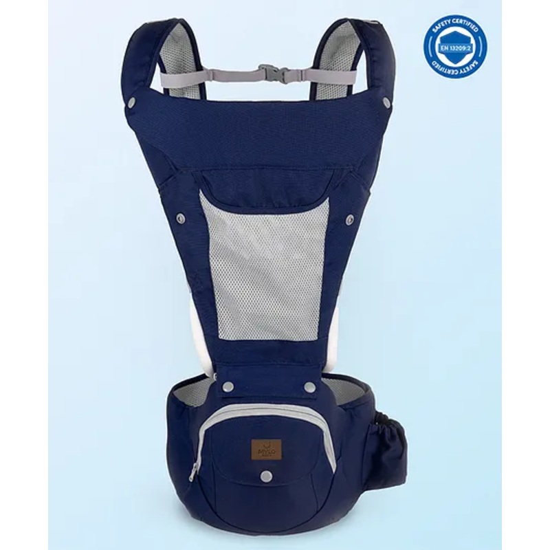 Mylo Baby Carrier Bag For Baby With 9 Comfortable Carrying Positions Safety Certified Max Weight 15 Kg Ergonomic Hip Seat Wider Waist Belt – Blue