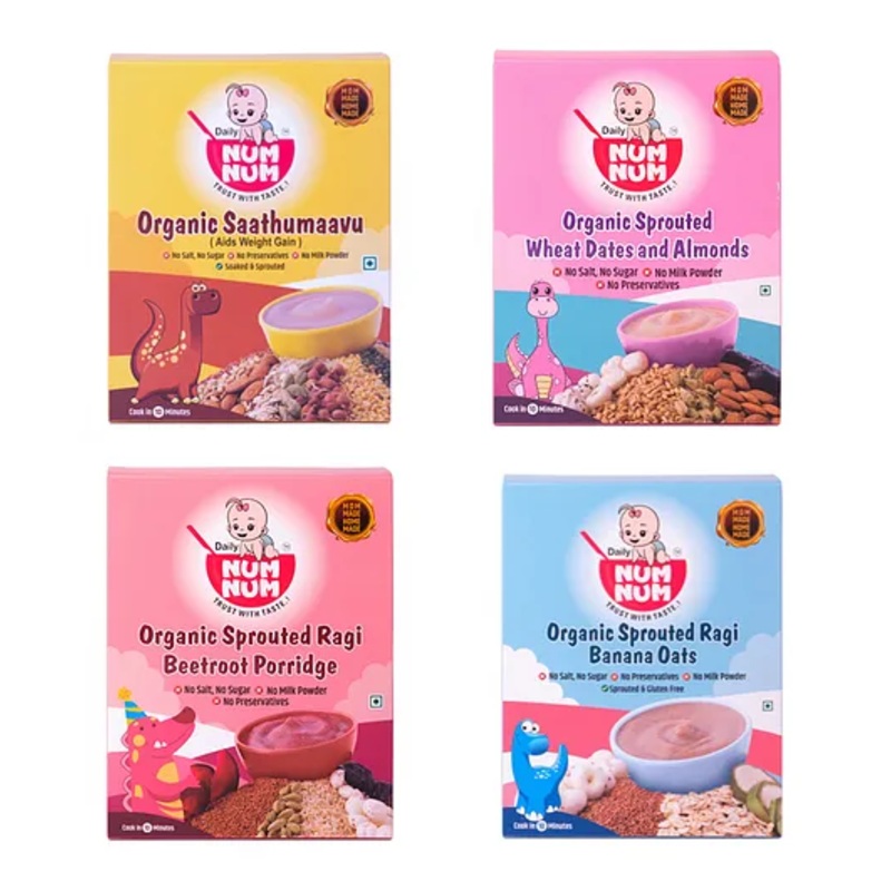 Numnum Organic Weight Gain Combo Pack of 4 – 50 g Each