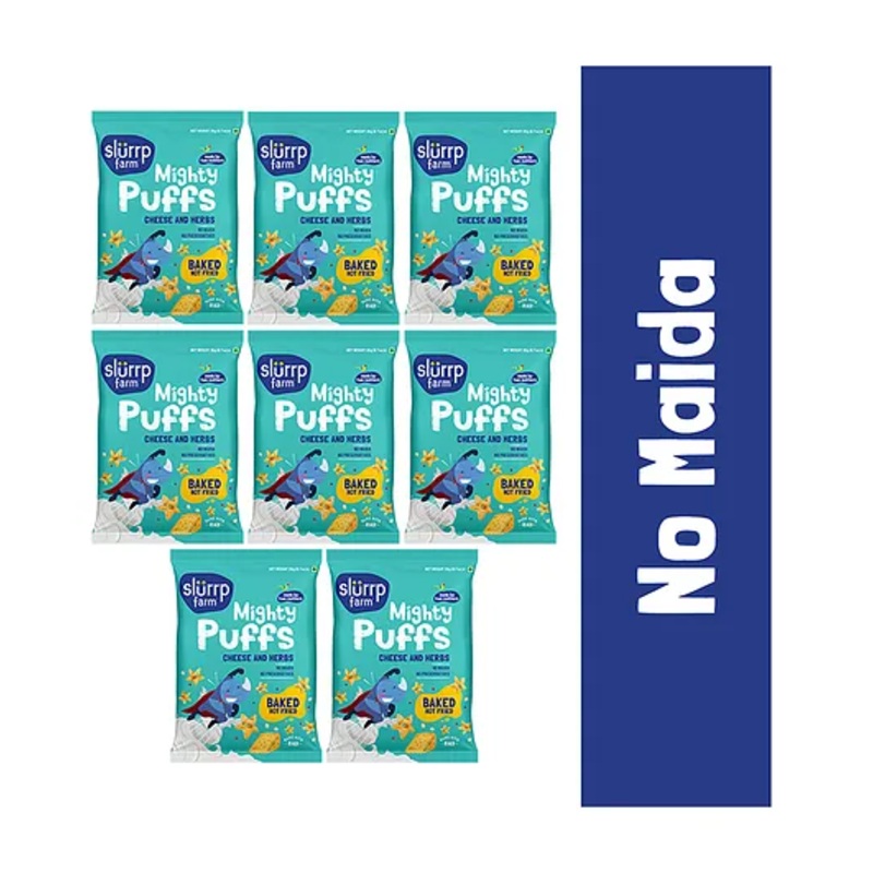 Slurrp Farm Mighty Munch Cheese & Herbs Puff – Pack of 8