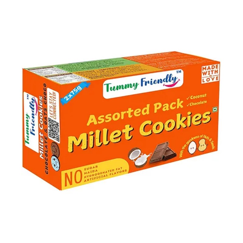 Tummy Friendly Foods Millet Cookies – Chocolate, Coconut – Pack of 2 – 75g each.