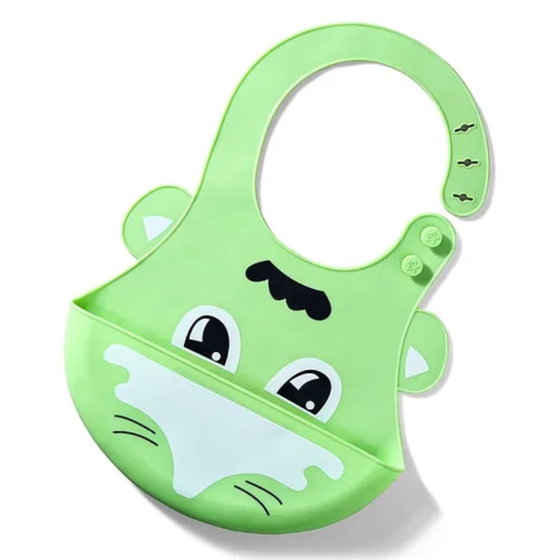 Waterproof Baby Silicone Bib  Green|Food-Grade Silicone|BPA-Free|Crumb Catcher|Adjustable Fit|Easy to Clean|Travel-Friendly|Reusable Bib