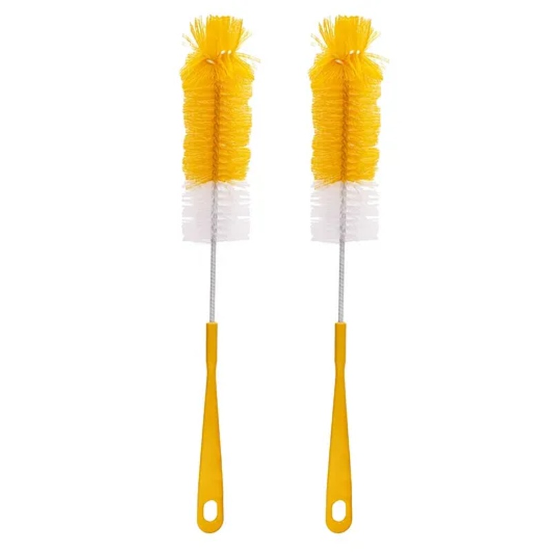 Adore Duece Long Handled Nylon Baby Bottle Cleaning Brush Kit Pack of 2- Yellow