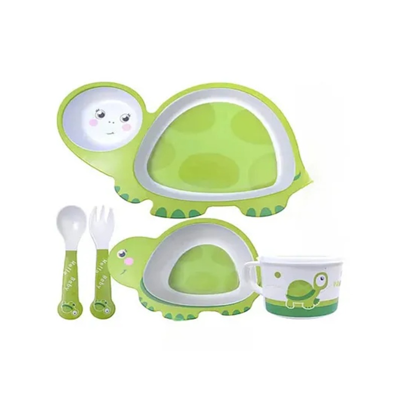 ARCADE TOYS Turtle Shape Bamboo Multi Piece Feeding Set for Kids(Set of 5) – Multicolour