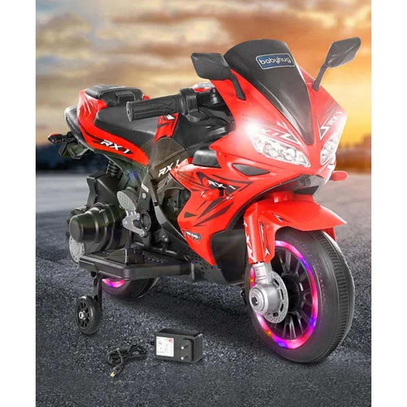 Babyhug R1 EV Battery Operated Ride On Bike With Music LED Lights & Hand Accelerator – Red