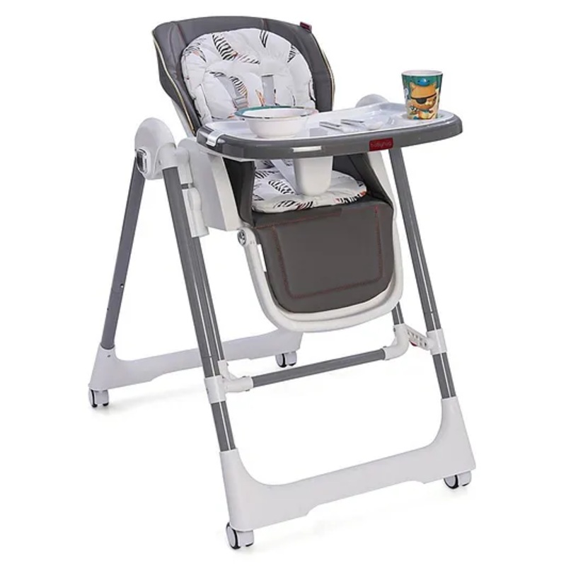 Babyhug Smart 3-in-1 High Chair with Swing for Baby, Adjustable Height, Dual Tray, Reclinable Backrest & Footrest Feeding Chair for 6 Months – 5 Years Kids – Grey