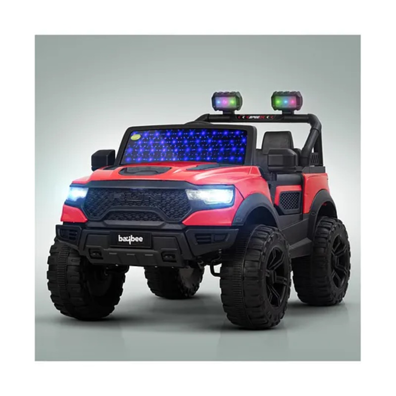 Baybee Battery Operated Jeep for Kids, Ride on Toy Kids Car with Windshield Light & Music | Baby Rechargeable Battery Car | Electric Jeep Car for Kids (Red)