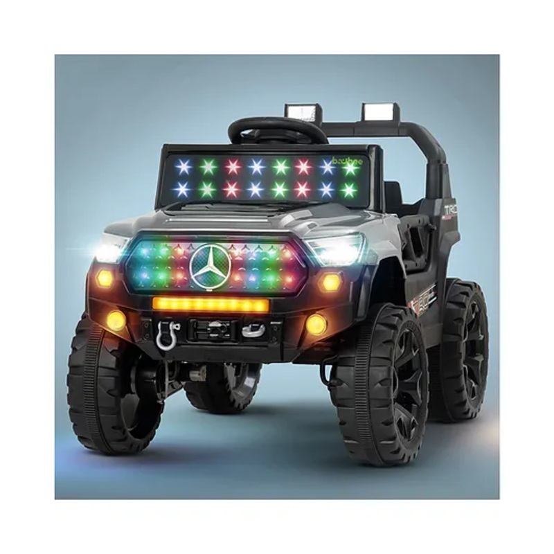 Baybee Troben 4×4 Battery Operated Jeep for Kids with RGB Windshield Light, Bluetooth & Music | Baby Big Ride on Battery Car | Electric Jeep Car for Kids (Grey)