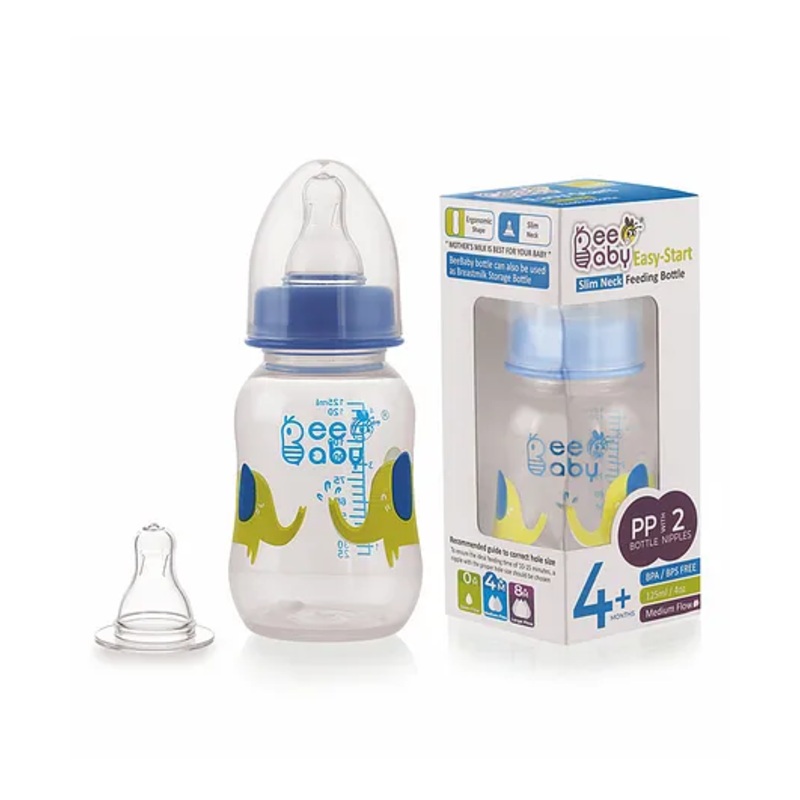 Beebaby Easy Start Slim Neck Anti Colic Feeding Bottle Blue – 125 ml