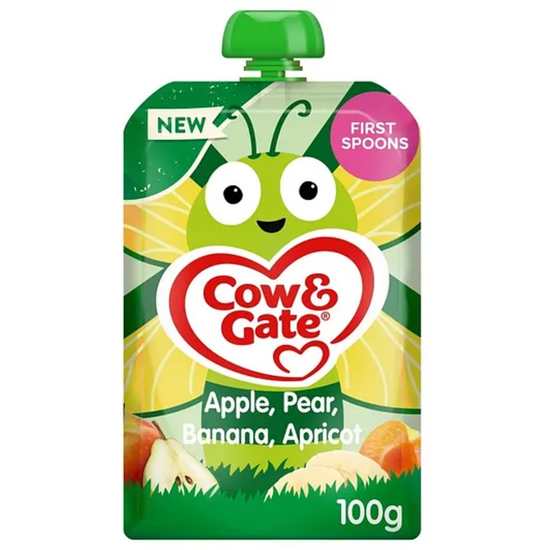 Cow & Gate Baby Food Pouch, Apple, Pear, Banana, Apricot (4m+) – 100g