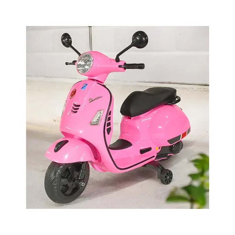 JN CREATIONS 12V Vespa Rechargeable Battery Operated Ride-On Scooter For Kids With Self Driven – PINK
