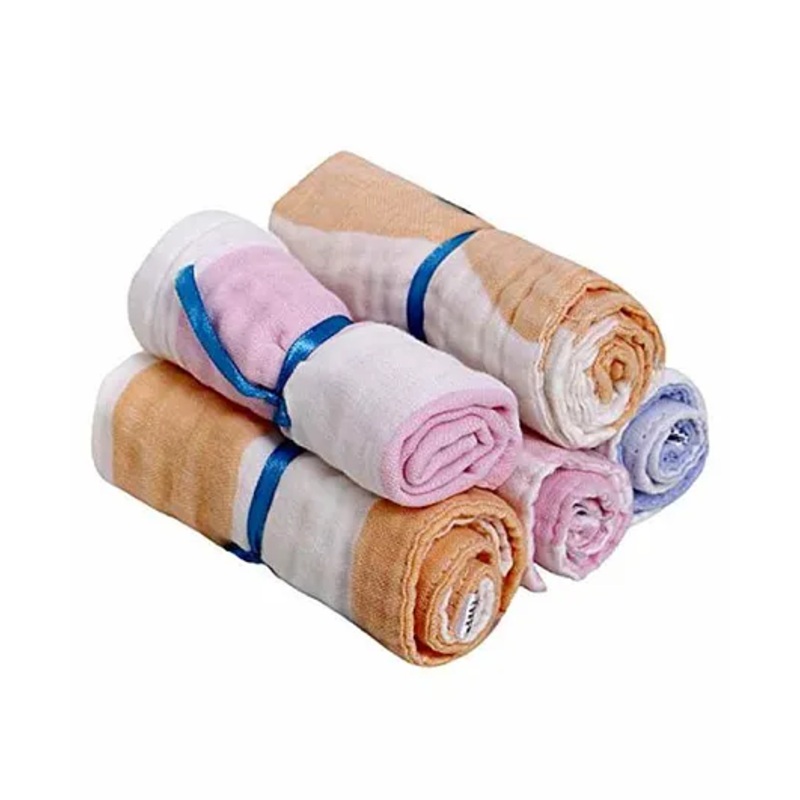 Kassy Pop Muslin Baby Wash Cloths Pack of 5 – Multicolor