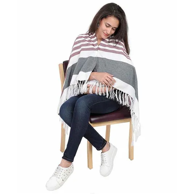 Lulamom Striped Nursing Shawl – Maroon