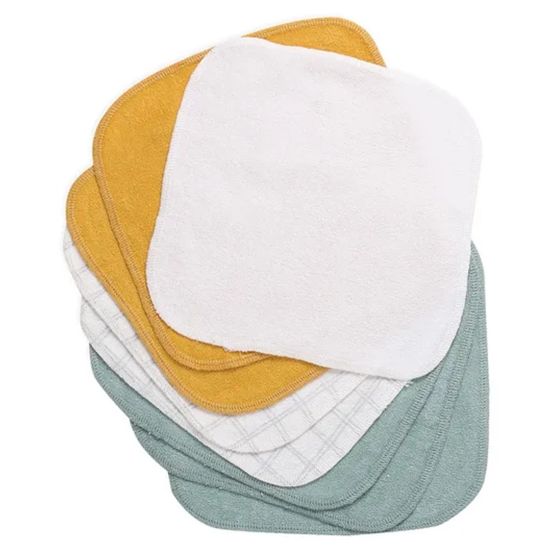 Mi Arcus Solid & Printed Reusable Multicolor Terry Highly Absorbent Wash Cloth Soft Face Towels, Hanky for Baby Boys Girls – Pack of 8