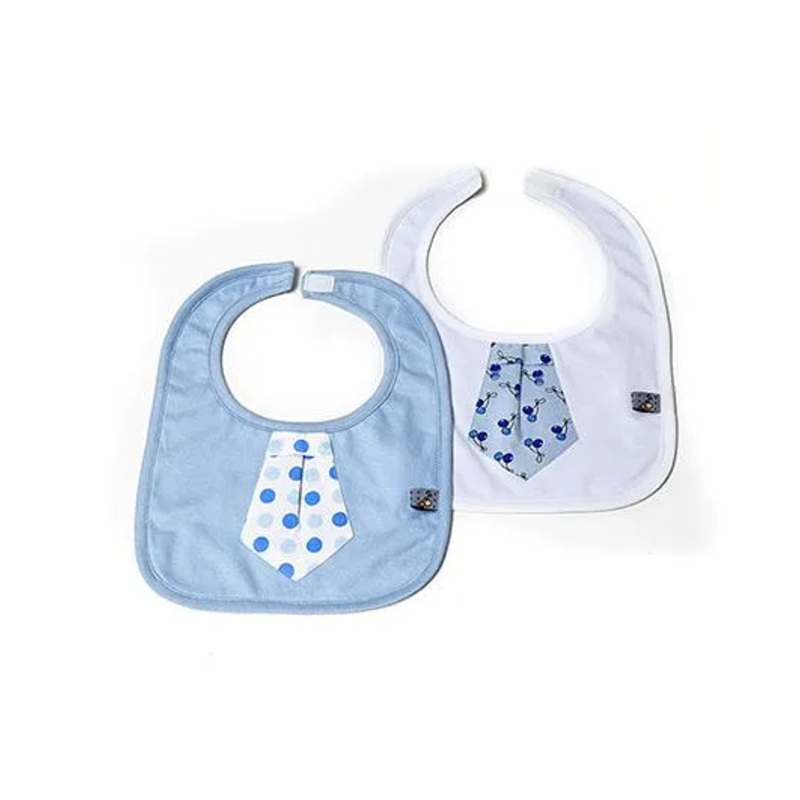 Mi Dulce An’ya Organic Cotton Bibs Tie Design Set of 2 – Blue