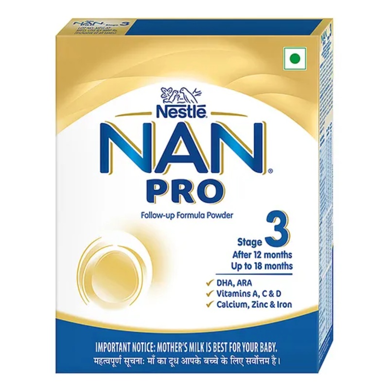 NAN PRO Stage 3 Follow-up Formula Milk Powder for babies (After 12 months) with DHA-ARA 400 gm Bag-In-Box Pack