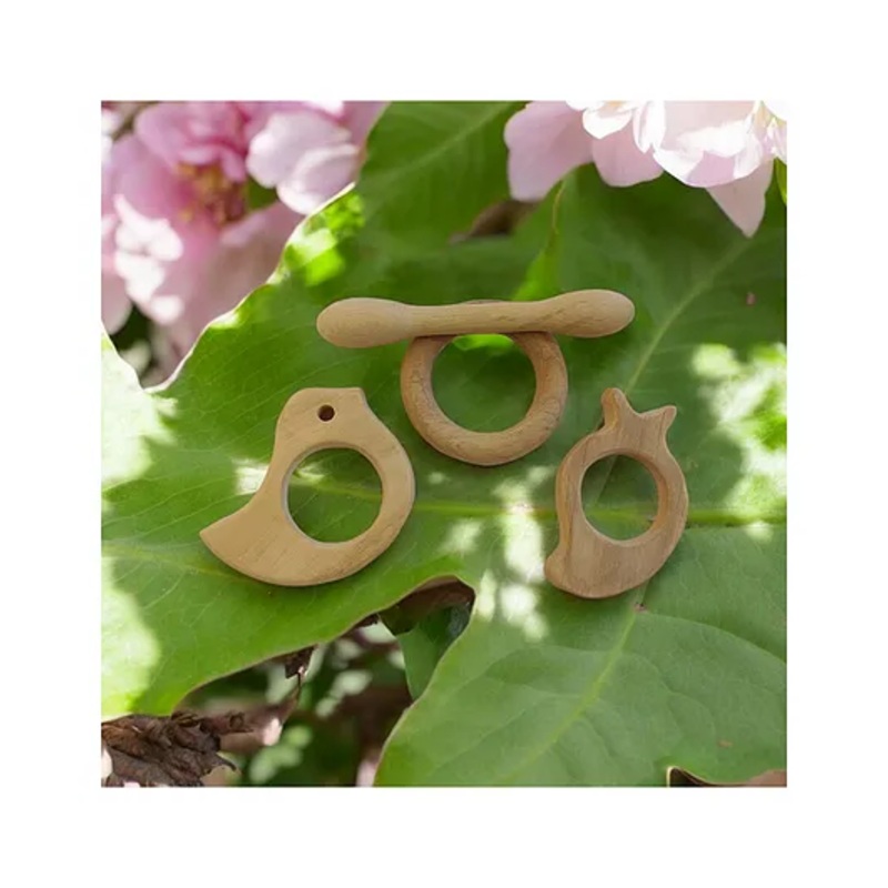 neemtoys Neem Wooden Teethers For Babies | Dumb bell, Ring, Mango & Dove Shapes