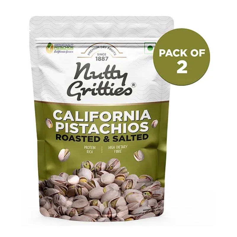 Nutty Gritties California Roasted Pistachios Pack of 2 – 200 gm Each