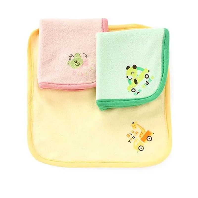 Pink Rabbit Face Napkins Multi Print Blush Yellow Mint Green – Set Of 3