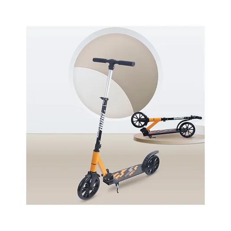 R for Rabbit Road Runner Sportz Kick Scooter for Kids of 5+ Years 3 Adjustable Height, Foldable, PVC Wheels with ABEC7 Bearings & Weight Capacity 120 Kgs with Brakes (Orange)
